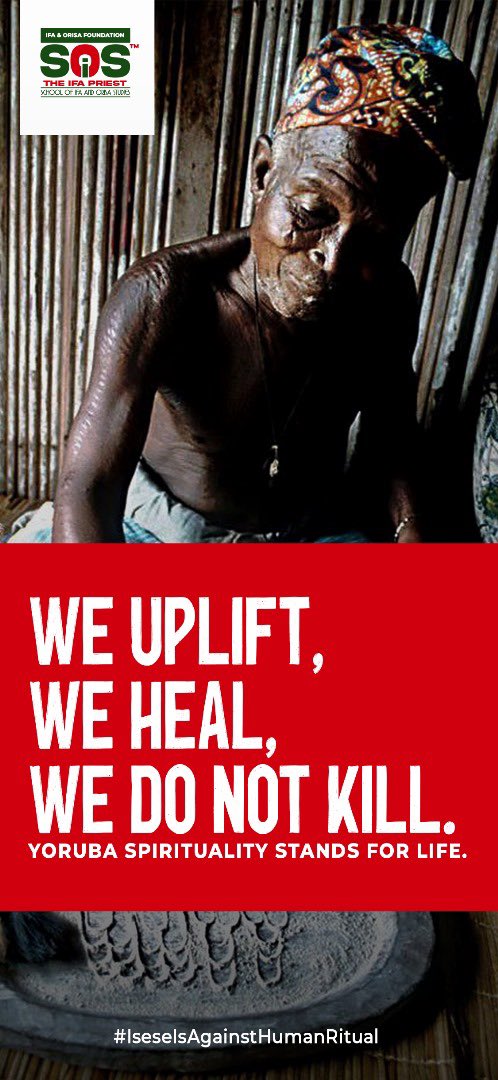 TIP_SIOS's tweet photo. The Yoruba race frowns against human ritual, and it is a taboo within the whims of our spirituality.
We say no to the killings!
We say no to the stereotypes!!
We say #Iseseisagainsthumanritual https://t.co/outIFaDUBF
