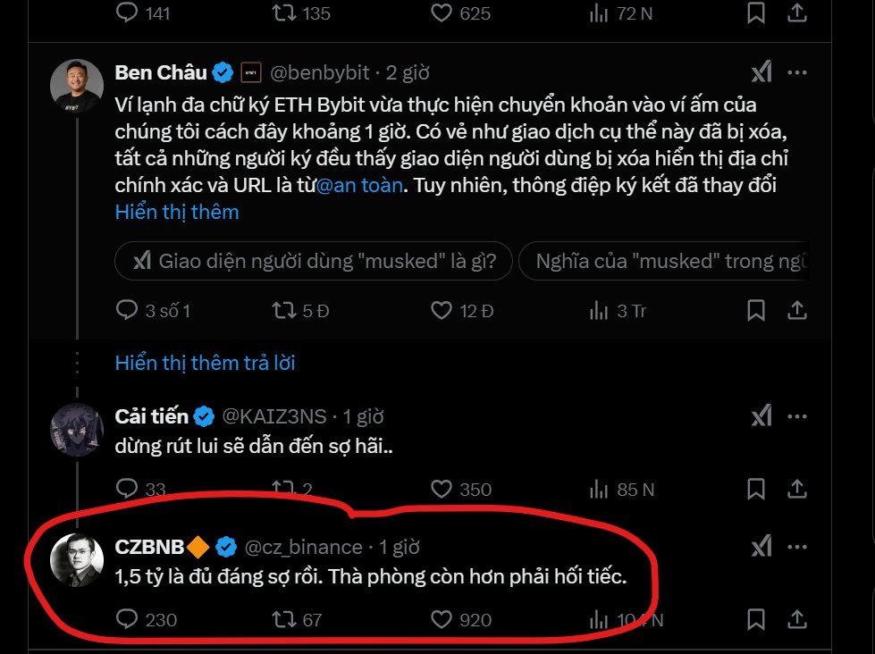 theo như mình nghĩ 1.4 tỷ $ đối với bybit nó giống như ngọn núi vậy . vẫn có thể trả đc nhưng khó mà trả trong thời gian ngắn .. ae nên rút tiền đi . đừng nghe họ trấn an