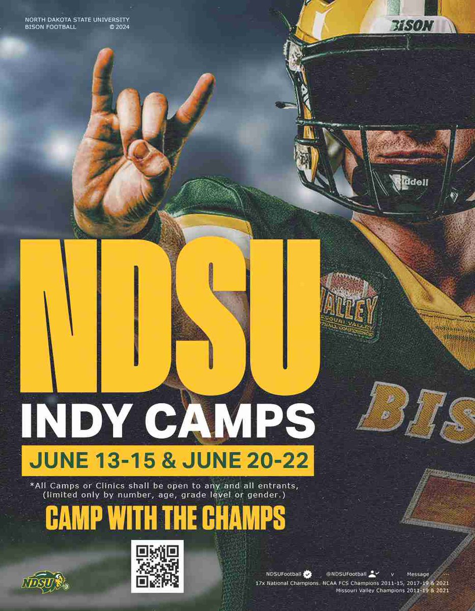 I appreciate the camp invite. Can’t wait to get up to Fargo this summer <a href="/NDSUfootball/">NDSU Football</a>