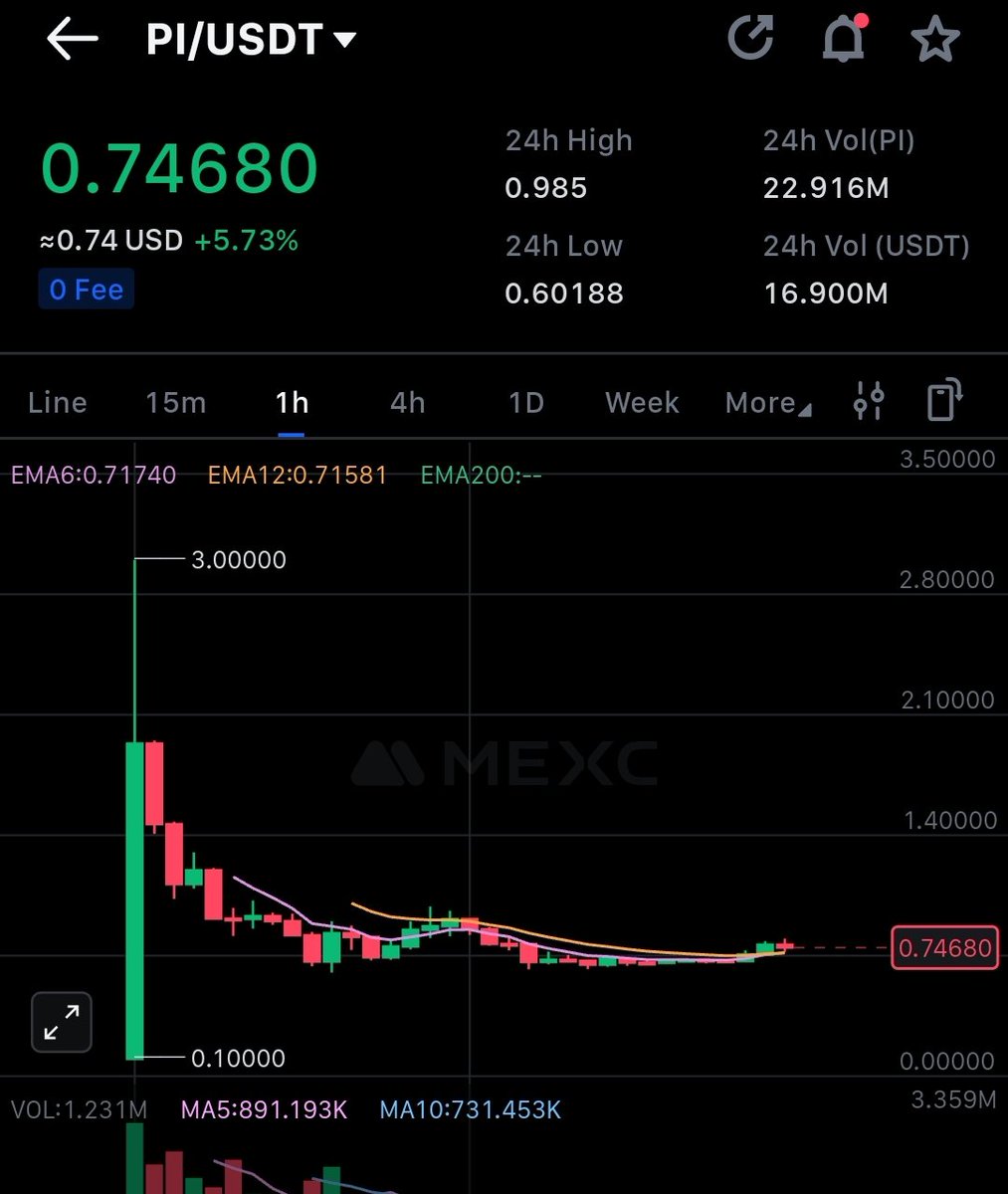 zoetoshi's tweet photo. sellers are out

price stabilized 

$1 is coming $PI

#PINetwork https://t.co/NkcIeDOW6l