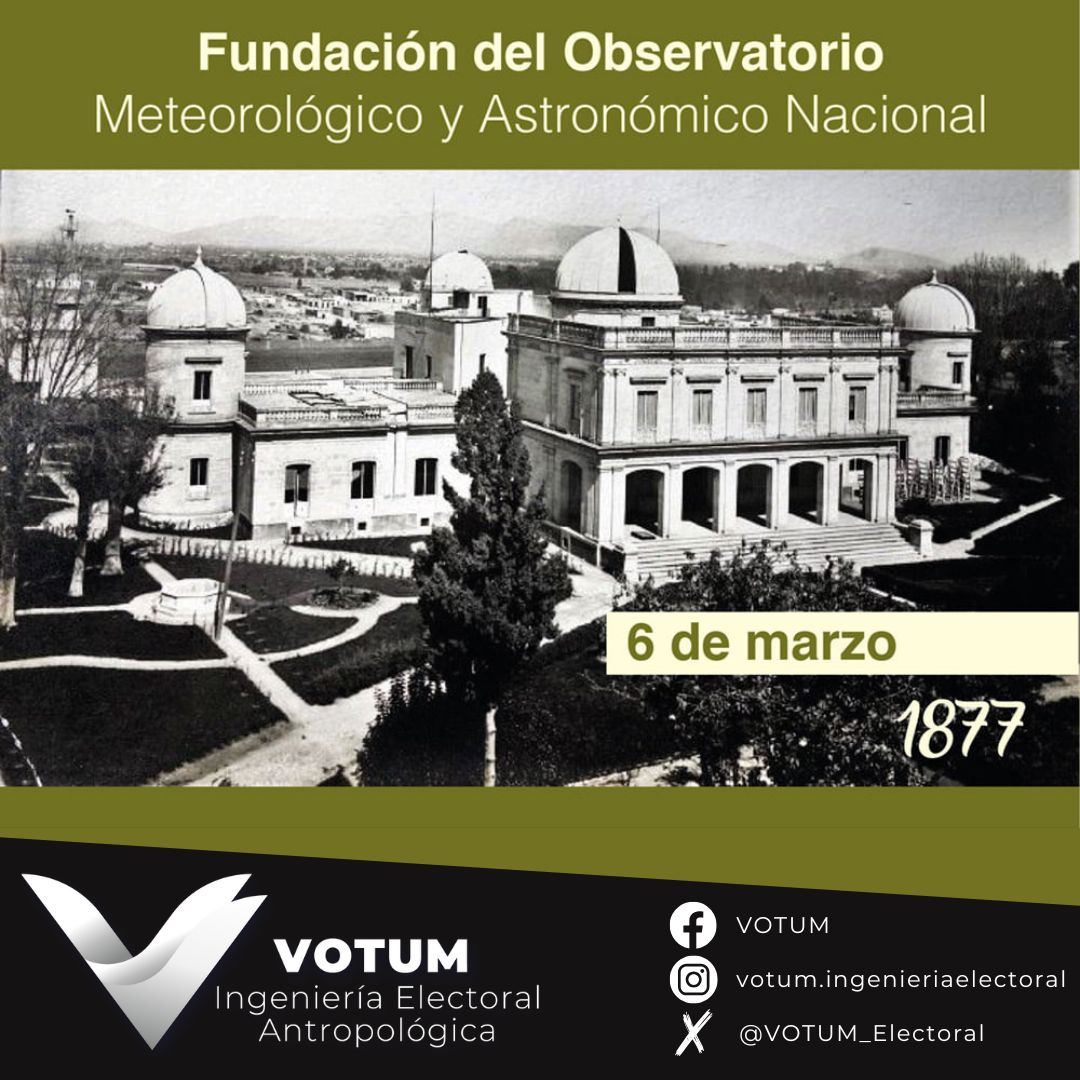 6 de marzo - Fundación del Observatorio Astronómico Nacional.

En #VOTUM creemos que la innovación y el pensamiento estratégico son claves tanto en la ciencia como en la comunicación política. Mirar al futuro con visión es lo que impulsa el cambio.