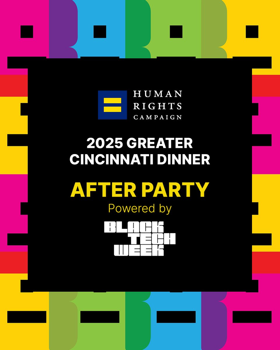 Black Tech Week (@blacktechweek) on Twitter photo We are ONE day away from <a href="/HRCCincinnati/">HRC Cincinnati</a>'s 2025 Dinner! π
Join us for an iconic evening at the Hard Rock Casino followed by an After Party powered by #BlackTechWeek! β‘οΈ
Looking to make an impact?
β
Sign up to volunteer on Sat. Feb 22nd from 6:30pm-12:00am We are ONE day away from <a href="/HRCCincinnati/">HRC Cincinnati</a>'s 2025 Dinner! π
Join us for an iconic evening at the Hard Rock Casino followed by an After Party powered by #BlackTechWeek! β‘οΈ
Looking to make an impact?
β
Sign up to volunteer on Sat. Feb 22nd from 6:30pm-12:00am
