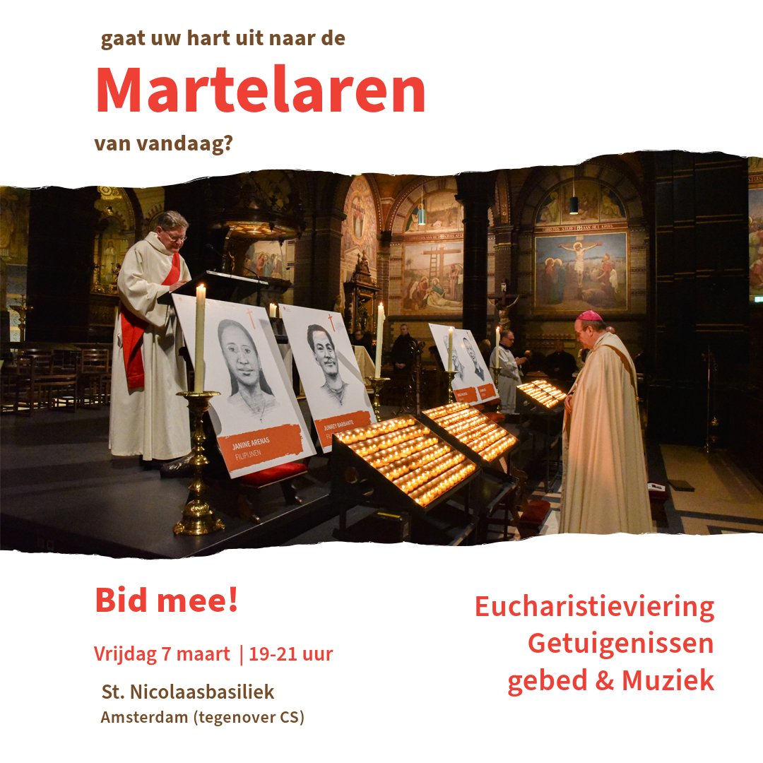 Over precies 2 weken gedenken we de mensen die in 2024 zijn gedood om hun geloof in <a href="/Christus/">christus</a>. Aansluitend aan de Eucharistieviering om 19 uur, bidden we samen de #kruisweg met muziek en getuigenissen. Kom je ook naar #Amsterdam? Info en aanmelden: 
okt.to/NAcqEK