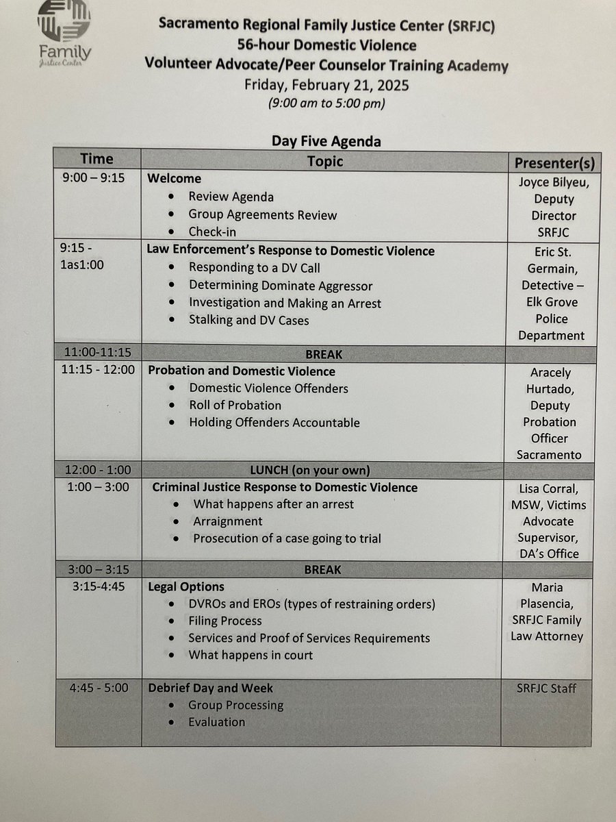 Sacramento Regional Family Justice Center (@sacramentofjc) on Twitter photo Day 5 of training. Another great group of presenters <a href="/SacCountyDA/">Sacramento County DA</a> <a href="/ElkGrovePD/">EGPD</a> <a href="/SacCoProbation/">Sac County Probation</a> Day 5 of training. Another great group of presenters <a href="/SacCountyDA/">Sacramento County DA</a> <a href="/ElkGrovePD/">EGPD</a> <a href="/SacCoProbation/">Sac County Probation</a>