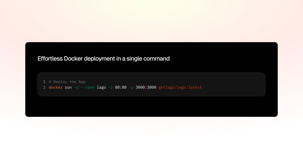 sarkissianraff1's tweet image. Final treat of this launch week! We heard you—the old Docker commands were a bit of a hassle, so we’ve made things easier. Now, you can get the app up and running with just one simple command in your shell.
Enjoy! getlago.com/docs/guide/sel…