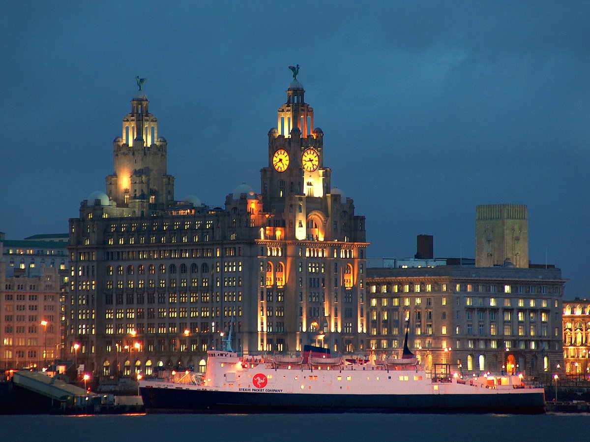 I took this shot of the Liverpool waterfront in 2003. The Lady of Mann car ferry is now in ship heaven. Sold to a Greek company in 2005 and scrapped in 2011