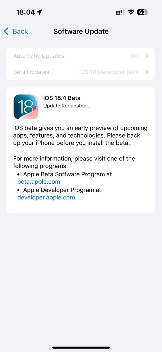 mrjohnnyfriel's tweet photo. Finally iOS 18.4 Beta is out! https://t.co/TcTO5y4HqE