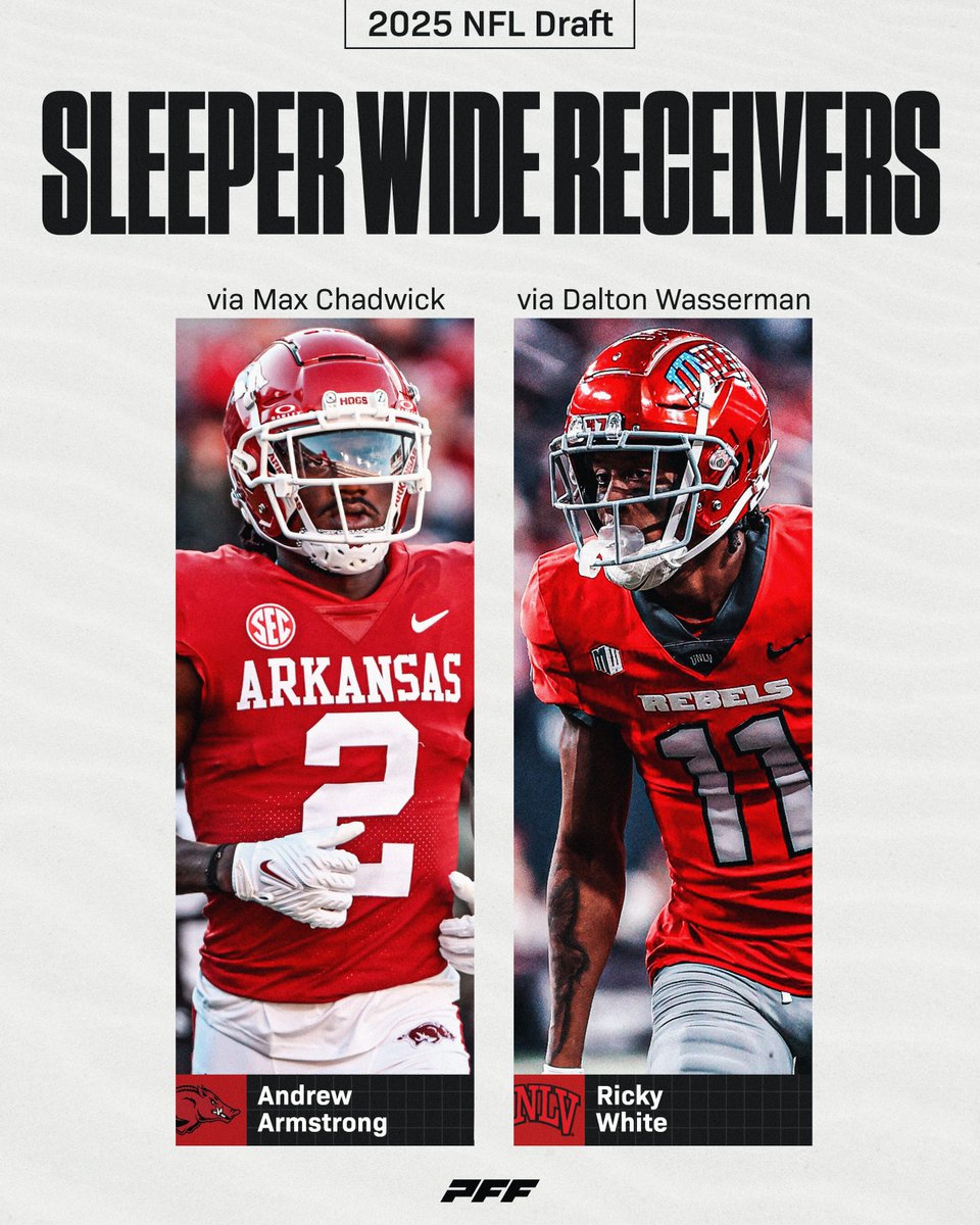 Sleeper Wide Receivers in the 2025 NFL Draft👀

(Via: <a href="/CFBMaxChadwick/">Max Chadwick</a> | <a href="/PFF_Dalton/">Dalton Wasserman</a>)