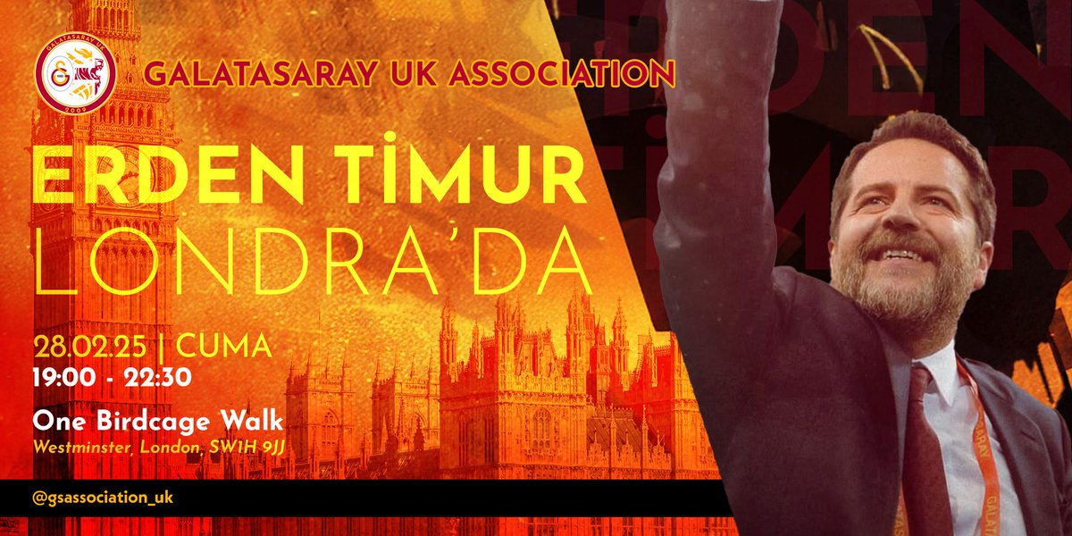 Galatasaray'ın eski idarecilerinden Erden Timur, Londra'daki Galatasaray UK Association ile adadaki Galatasaraylılarla biraraya gelecek. 

📍Galatasaray ve Spor Yöneticiliği Üzerine Sohbet
📅28 Şubat 2025 Cuma 19.00
🎫bit.ly/4gRqPky