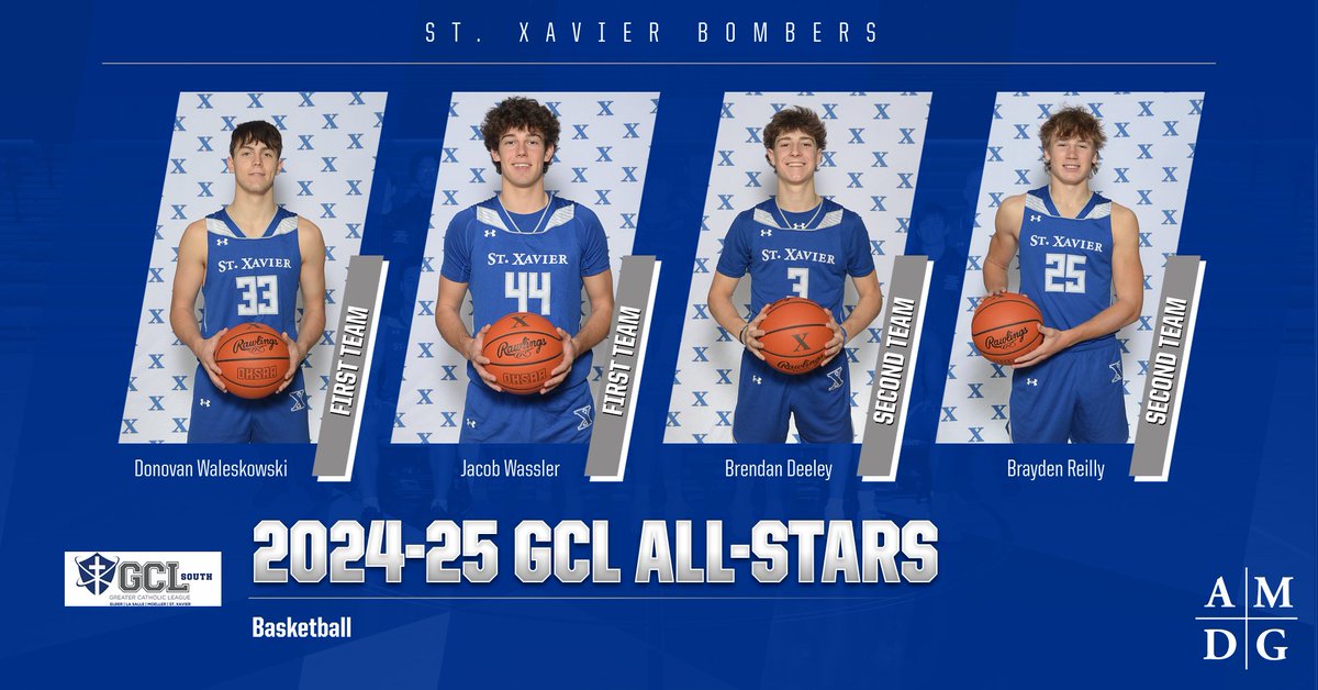 A big congratulations to our Basketball Bombers that were named to the GCL All-Star Team! 👏🏀

Coach of the Year: Ryan Fleming
Defensive Player of the Year: Brayden Reilly

1st Team:
Donovan Waleskowski
Jacob Wassler

2nd Team:
Brendan Deeley
Brayden Reilly

#GoBombers | #AMDG