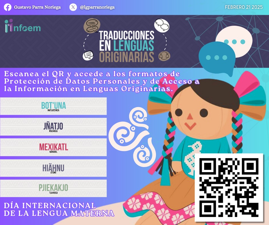 ❔✅ Sabias que en <a href="/Infoem/">Infoem</a> contamos con un apartado en 🌍💬 de Lenguas Originarias con los Formatos para ejercer tus derechos de Protección de #DatosPersonales y de Acceso a la Información y mas cosas?
Consulta bit.ly/3ERNfVy y visita 👉🏻 bit.ly/43344qx.