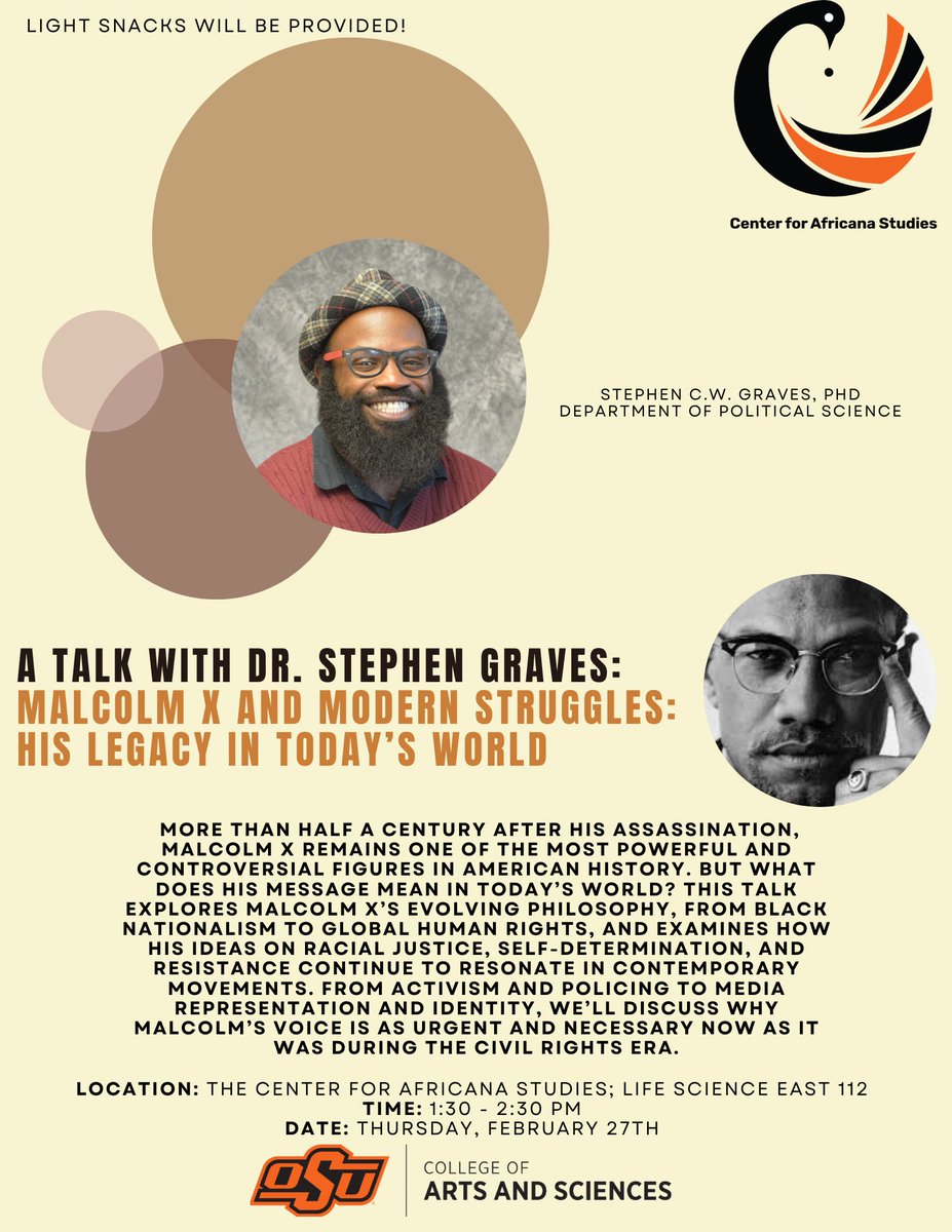 Updated Date For Dr. Graves Talk On Malcom X: