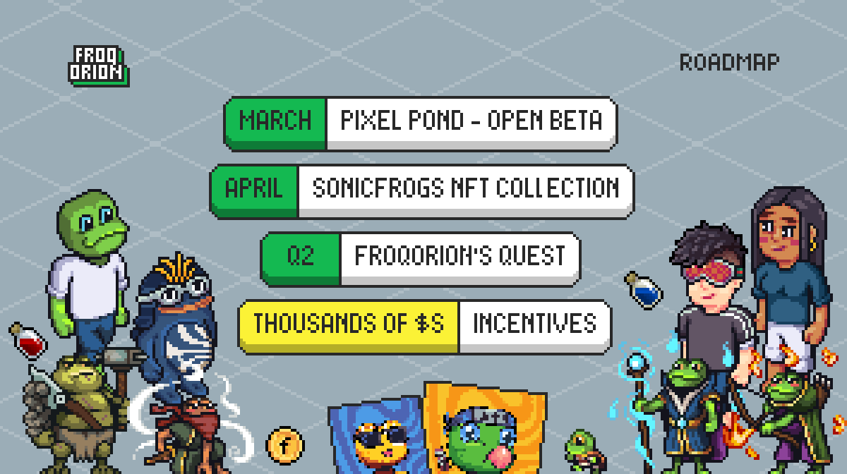 🐸 FROQORION ROADMAP – BIG THINGS AHEAD! 🐸

Exciting times in the Froqorion universe over at <a href="/SonicLabs/">Sonic</a>! Here’s what’s coming:

🚀 March: Pixel Pond – A social game where you can build your own room, visit friends, and showcase your project-specific items. (See