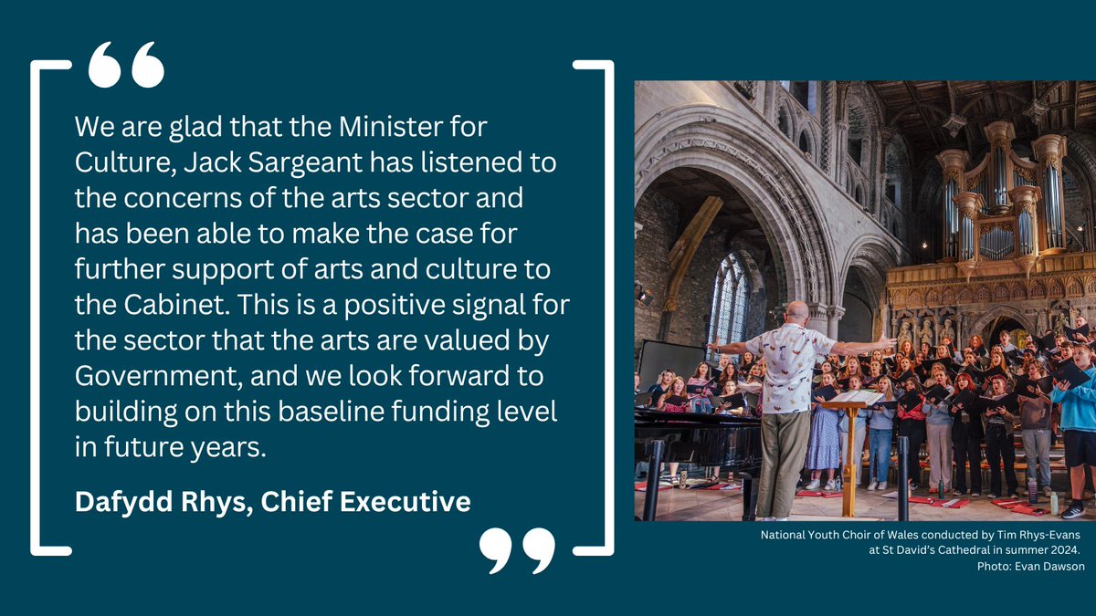 The Arts Council of Wales welcomes today’s announcement from <a href="/DiwylliantCymru/">Welsh Gov Culture | Diwylliant Llywodraeth Cymru</a>  on their proposed spending plans for 2025/26 and the increased budget for the Arts.
More on our website: bit.ly/4icxerD