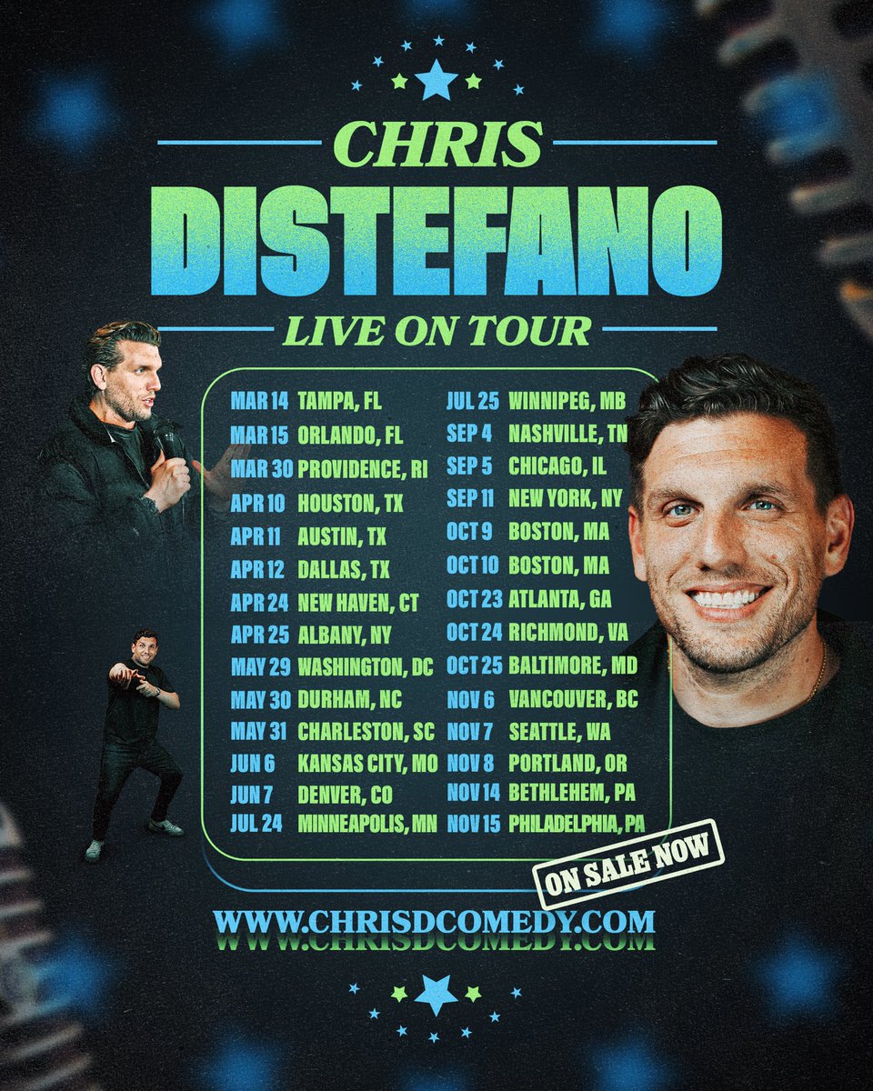 Chris Distefano (@chrisdcomedy) on Twitter photo 🚨 On Sale Now. All of these cities have tickets available at ChrisDComedy.com. If your city isn’t listed comment it  😘😘😘 🚨 On Sale Now. All of these cities have tickets available at ChrisDComedy.com. If your city isn’t listed comment it  😘😘😘
