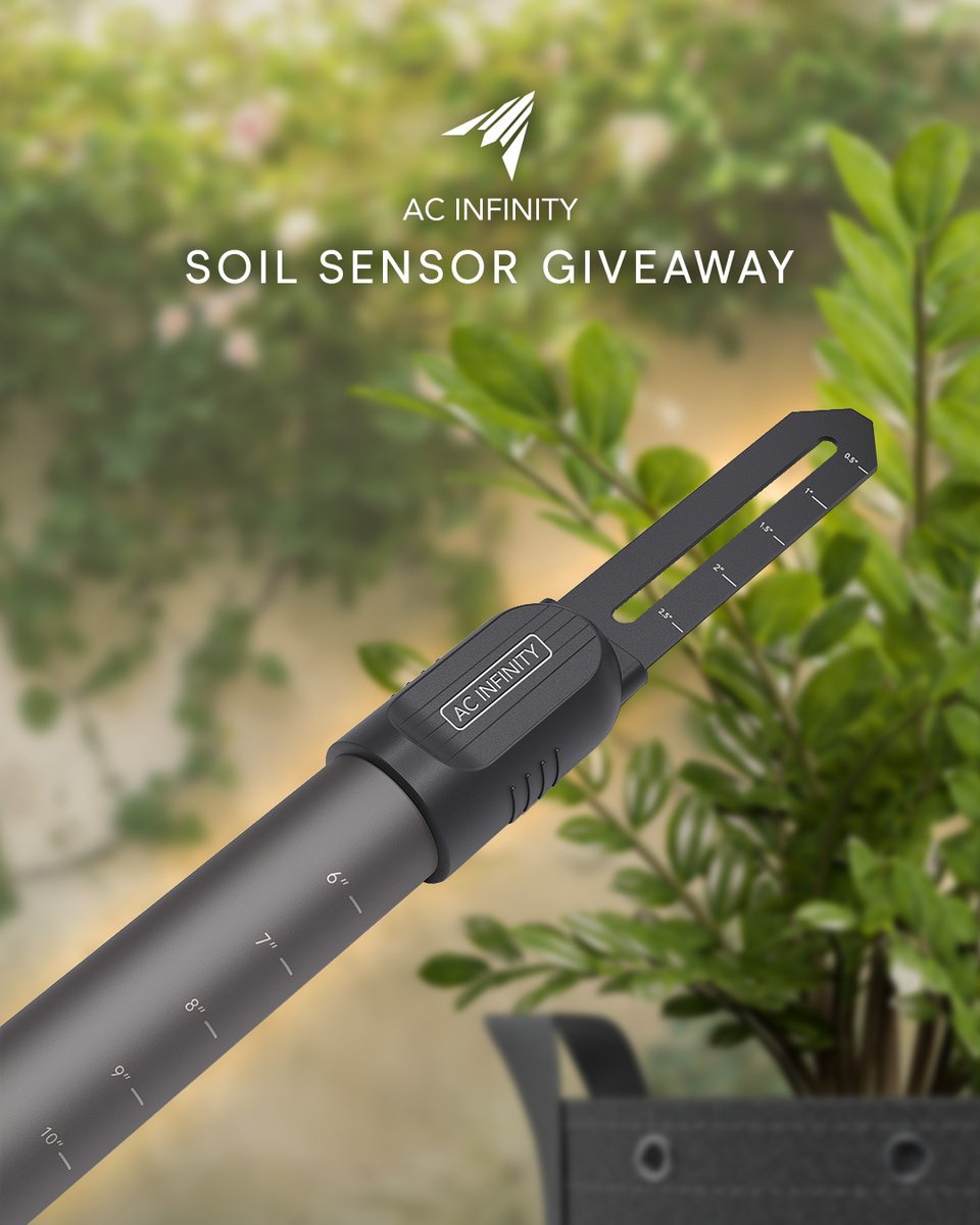 🎉GIVEAWAY TIME 🎉 We are giving away a Soil Sensor! The Soil Sensor, when paired with the Controller AI+ and the AC Infinity App, tracks moisture levels in real time, ensuring your plants get just the right amount of water—no more overwatering or underwatering.

Here's how to
