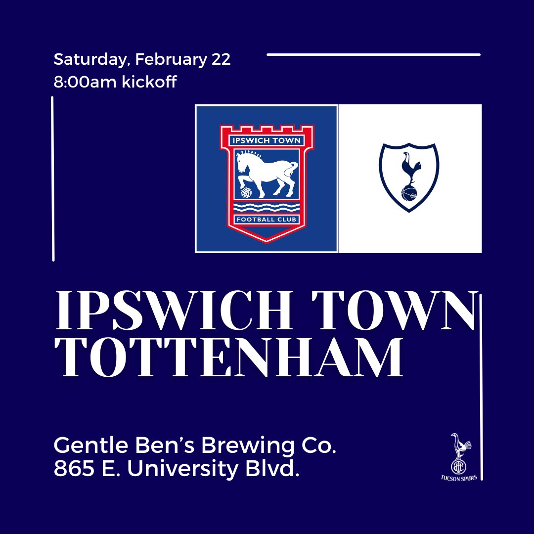 TucsonSpurs's tweet photo. Tomorrow morning at Gentle Bens!

Kickoff at 8am. Doors open shortly before kickoff. Kitchen at 9am. 

COYS! https://t.co/P3KMMP9OLZ