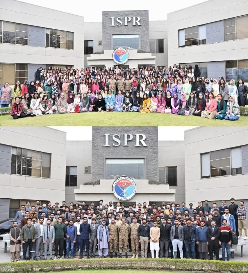 آئی ایس پی آر ونٹر انٹرنشپ پروگرام - 2025
6 جنوری - 19 فروری

 طلبہء کی ڈی جی آئی ایس پی آر لیفٹیننٹ جنرل احمد شریف چوہدری کے ساتھ گروپ فوٹو
افراد کے ہاتھوں میں ہے اقوام کی تقدیر 
ہر فرد ہے ملت کے مقّدر کا ستارہ
#zelena #GrandeFratello #JHOPE #LVBAG #zeudiners #USAvsCAN