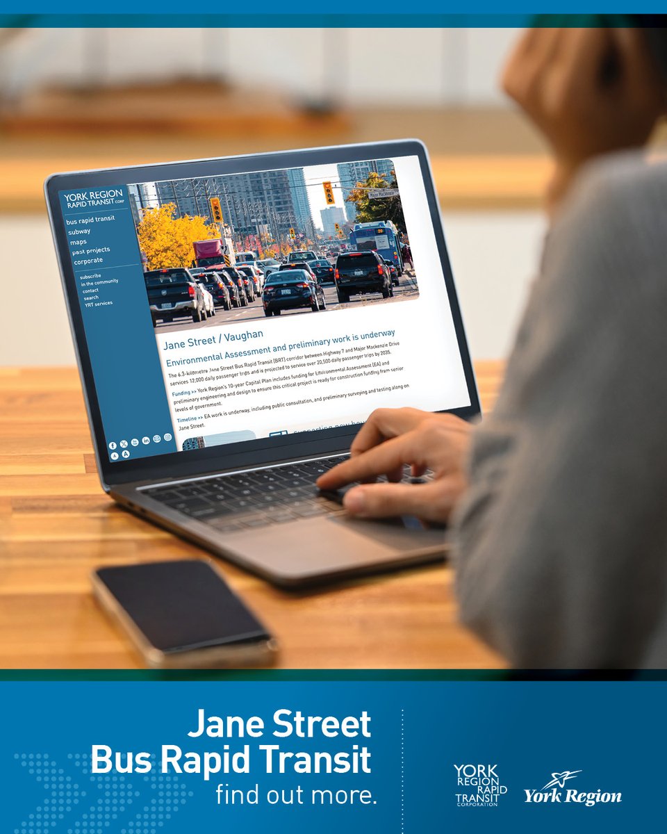 🚍 Planning and preliminary design for Bus Rapid Transit along Jane Street from Hwy 7 to Major Mackenzie is underway and we want to hear from you! Now is the time to subscribe for project updates and stay informed.✨ Subscribe now: yrrtc.ca/subscribe #YorkRegion #JaneStBRT