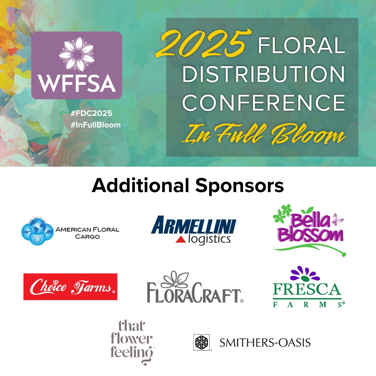 Thank you to our additional sponsors of #FDC2025, happening in just over one week in Miami 🙌 

American Floral Cargo
<a href="/ArmelliniExp/">Armellini Express</a> 
Bella Blossom
Choice Farms
FloraCraft
Fresca Farms
Smithers-Oasis (<a href="/OasisFloralNA/">Oasis Floral Products North America</a>)
<a href="/ThatFlowerFeel/">That Flower Feeling</a> 

#InFullBloom #Flowers 💐