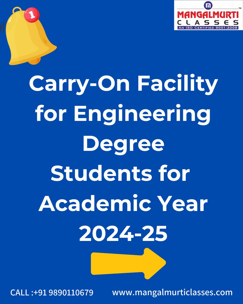 MangalmurtiC's tweet image. 🔔 Attention Engineering Students! 🔔

University of Mumbai has announced the Carry-On Facility for Engineering Degree students for the Academic Year 2024-25 🎓📢

#MumbaiUniversity #EngineeringUpdates #CarryOnFacility #AcademicYear2024 #StudentNotice