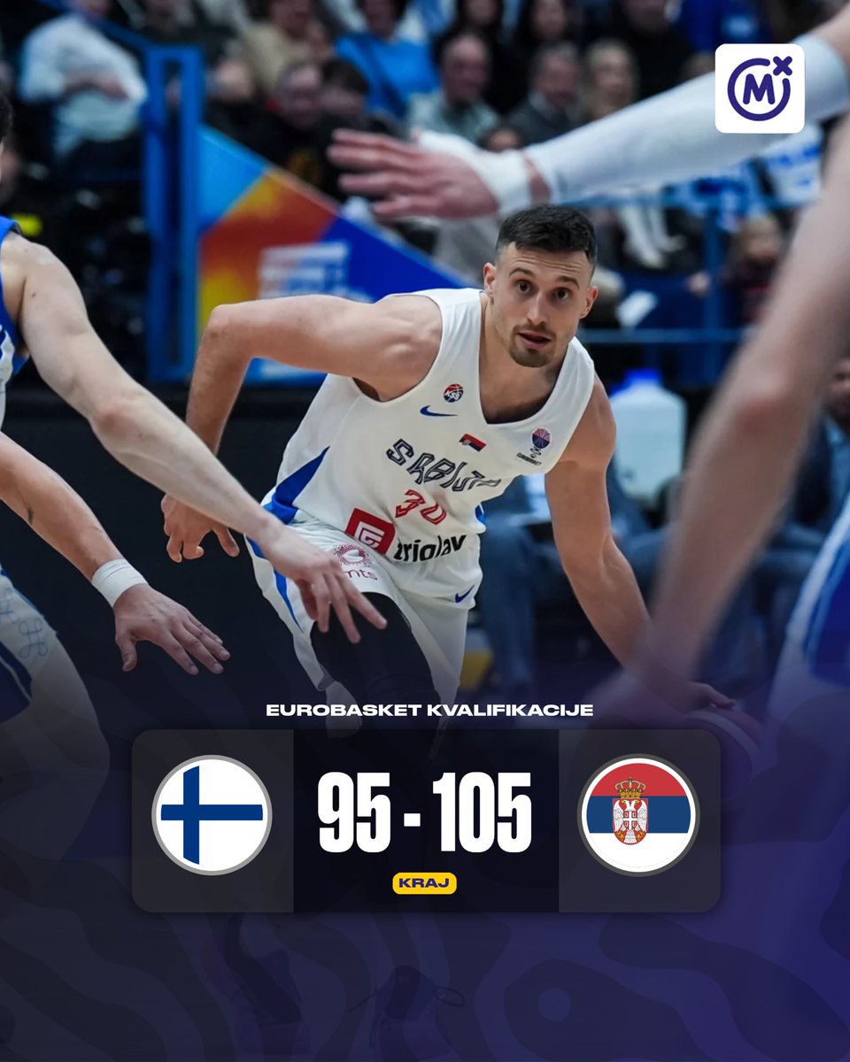 MozzartBet's tweet image. Reprezentacija Srbije je uz dosta muke u napadu savladala Finsku u Helsinkiju rezultatom 95:105 🏀🇷🇸
 #kss #srbija