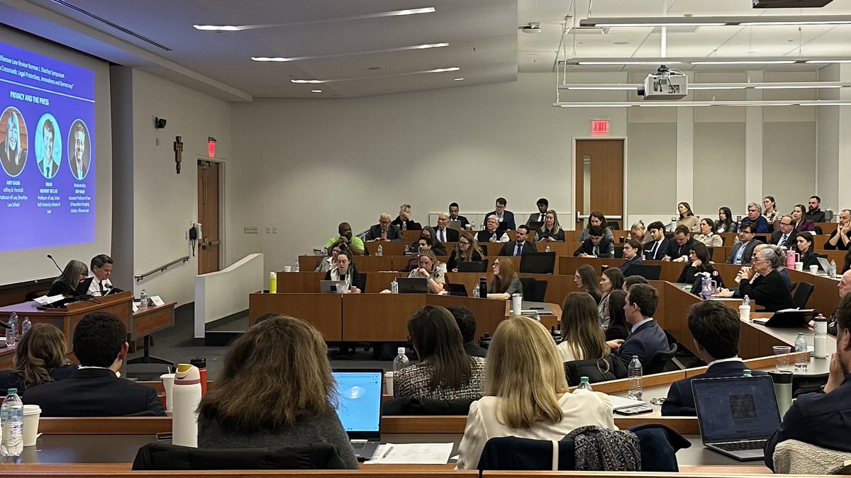 Mark Alexander (@markcalexander) on Twitter photo Full house here @villanova_law <a href="/VillanovaLawRev/">Villanova Law Review</a> symposium. Currently hearing <a href="/ProfClayCalvert/">Clay Calvert</a> of @uflaw + Prof Brian Murray <a href="/SetonHallLaw/">Seton Hall Law</a> + Prof Amy Gajda <a href="/brooklynlaw/">Brooklyn Law School</a> moderated by our Prof <a href="/ItayRavid/">Itay Ravid</a>. Great discussion on freedom of press Full house here @villanova_law <a href="/VillanovaLawRev/">Villanova Law Review</a> symposium. Currently hearing <a href="/ProfClayCalvert/">Clay Calvert</a> of @uflaw + Prof Brian Murray <a href="/SetonHallLaw/">Seton Hall Law</a> + Prof Amy Gajda <a href="/brooklynlaw/">Brooklyn Law School</a> moderated by our Prof <a href="/ItayRavid/">Itay Ravid</a>. Great discussion on freedom of press
