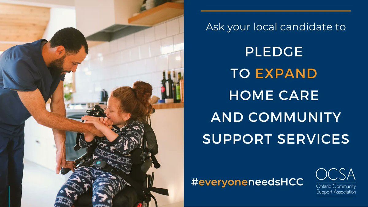 Action Needed! Home &amp; community care waitlists are growing—some have increased 8x this year. Seniors, people with disabilities, &amp; caregivers need better access to care. Candidates, pledge to expand home &amp; community care!  #everyoneneedsHCC ocsa.on.ca