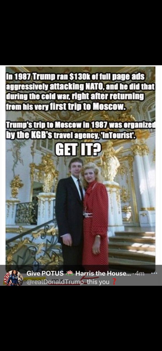 In 1987, Trump was having financial difficulties (he lost $1 Billion dollars from 1978-1990) - so he turned to Russia. The KGB literally paid for his trip to Russia, and he was recruited by the KGB. #Krasnov