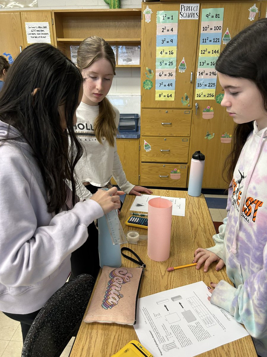 Mrs. Mahoney (@mathmahoney) on Twitter photo Predicting which cylinder has the greatest volume then measuring and calculating to see if our predictions were correct. Discovering the formula for volume of a cylinder through this group activity. <a href="/CTBarkalow/">Barkalow Middle School</a> Predicting which cylinder has the greatest volume then measuring and calculating to see if our predictions were correct. Discovering the formula for volume of a cylinder through this group activity. <a href="/CTBarkalow/">Barkalow Middle School</a>