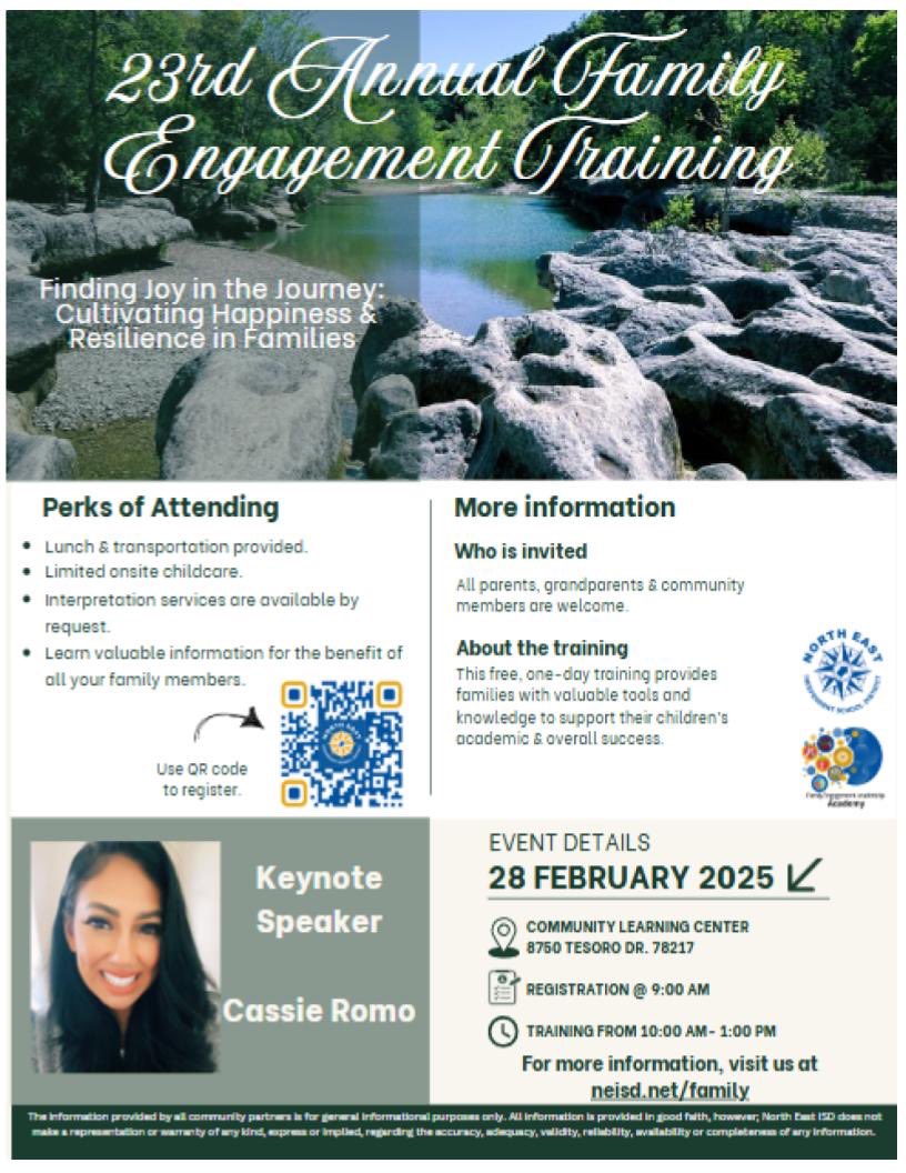 Cassie Romo (@cassiegraceromo) on Twitter photo I’m so excited to be a part of this event and to have the opportunity to connect with families in <a href="/NEISD/">North East ISD</a> ! It’s next FRIDAY and a free event! The session is “The Science of Happiness: Cultivating Joy & Resilience in Families!” I’m so excited to be a part of this event and to have the opportunity to connect with families in <a href="/NEISD/">North East ISD</a> ! It’s next FRIDAY and a free event! The session is “The Science of Happiness: Cultivating Joy & Resilience in Families!”
