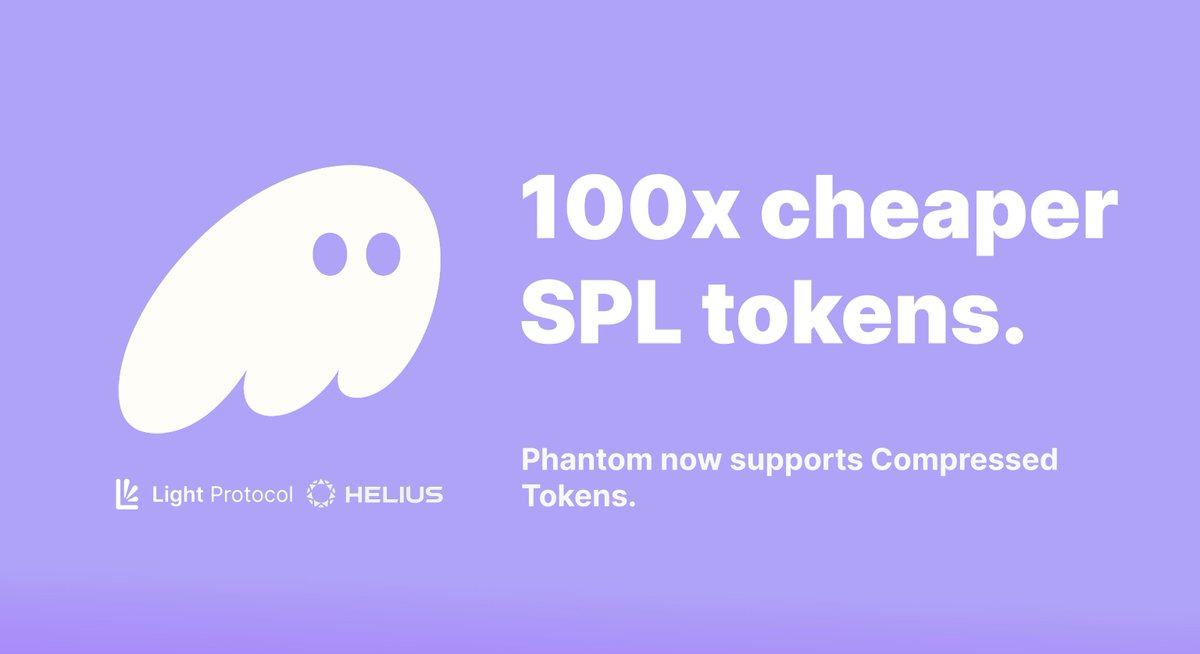 LightProtocol's tweet image. LIGHT x PHANTOM x HELIUS

@phantom now supports ZK Compression!

You can now hold tokens at 100x lower cost.