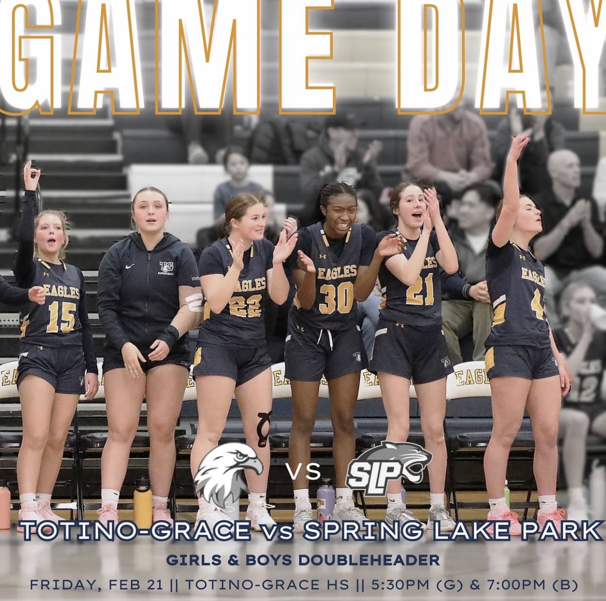 🚨TGGB Game Day - Doubleheader! 🦅 

🏀 vs. Spring Lake Park
⏰ 4:00pm - B (at Spring Lake Park)
⏰ 4:00pm - JV
⏰ 5:30pm - Girls Varsity
⏰ 7:00pm - Boys Varsity
📍 The Nest

#TogetherAs1