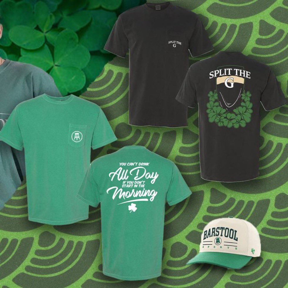 BarstoolNevada's tweet image. ST. PADDY’S DAY MERCH IS HERE!!!☘️ Check out the link to get in spirit today! store.barstoolsports.com/collections/st…