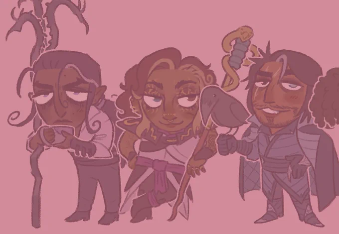 bunch of chibi comms i did last year of dragon age protags :b (bonus ballistic and sable ward) 
