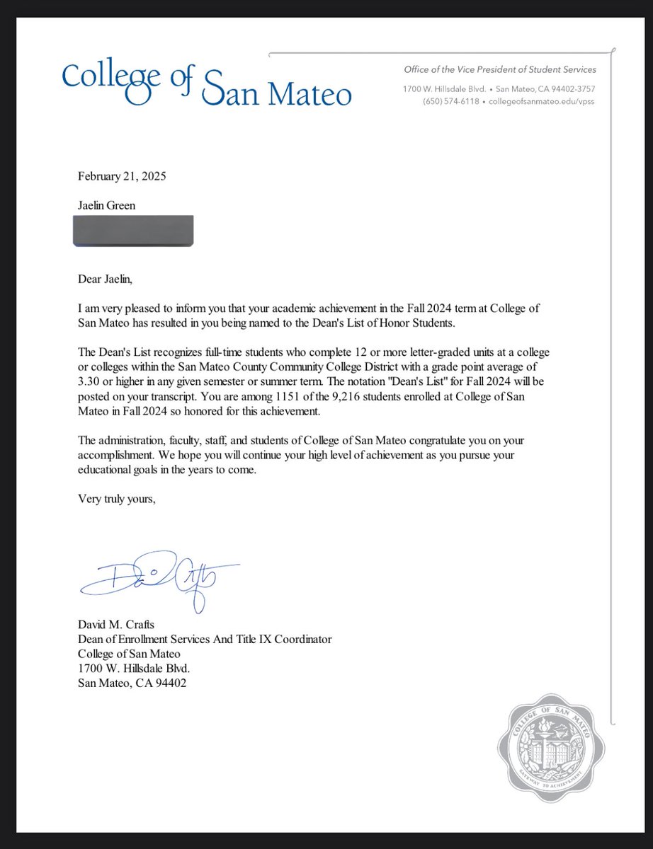 jaelingreen18's tweet image. Very proud to say I earned my way on the Deans List for the fall semester!! @coachTcsm @coreysampson04 @CoachJPollak @CoachDovey