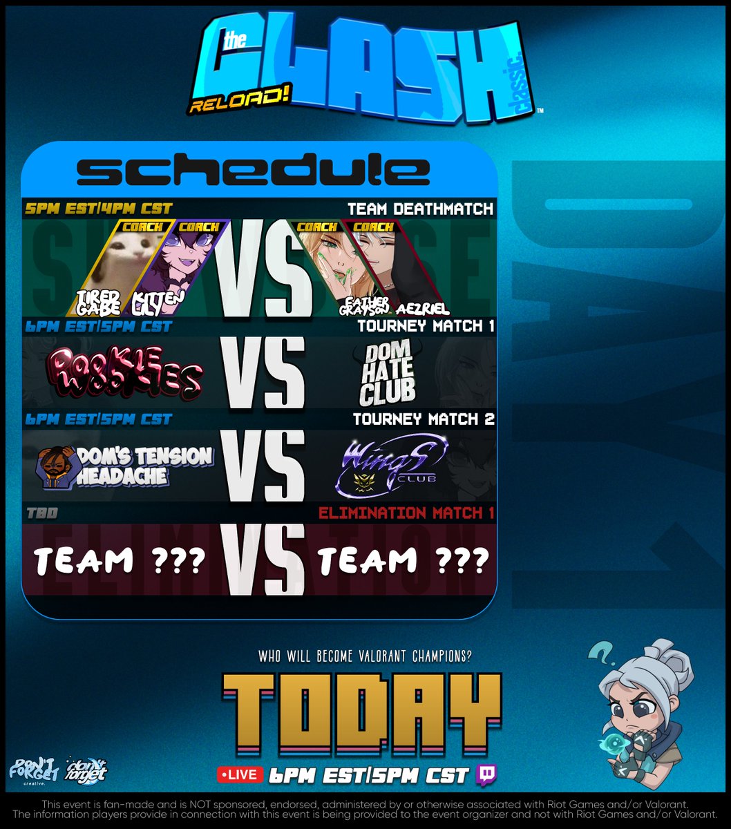 theclashclassic's tweet photo. TODAY TODAY TODAY! We're only a couple hours away and we're all pumped up. 

*The official roster is subject to change. https://t.co/j3lZ4rO2GW