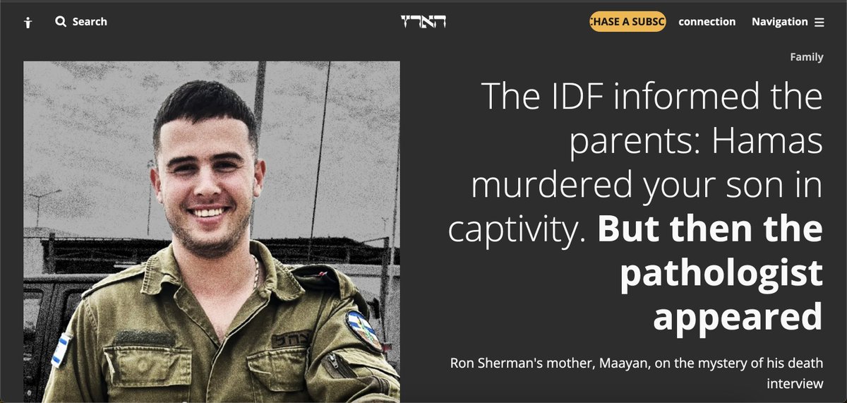 In Dec 2023, Israel informed the families of Nik Beizer, Ron Sherman, &amp; Elia Toledano that Hamas had murdered them in captivity.

Ron Sherman's mother kept digging into it, &amp; discovered the IDF lied &amp; killed her son &amp; the 2 others by "asphyxiation" when they "gassed" the tunnel