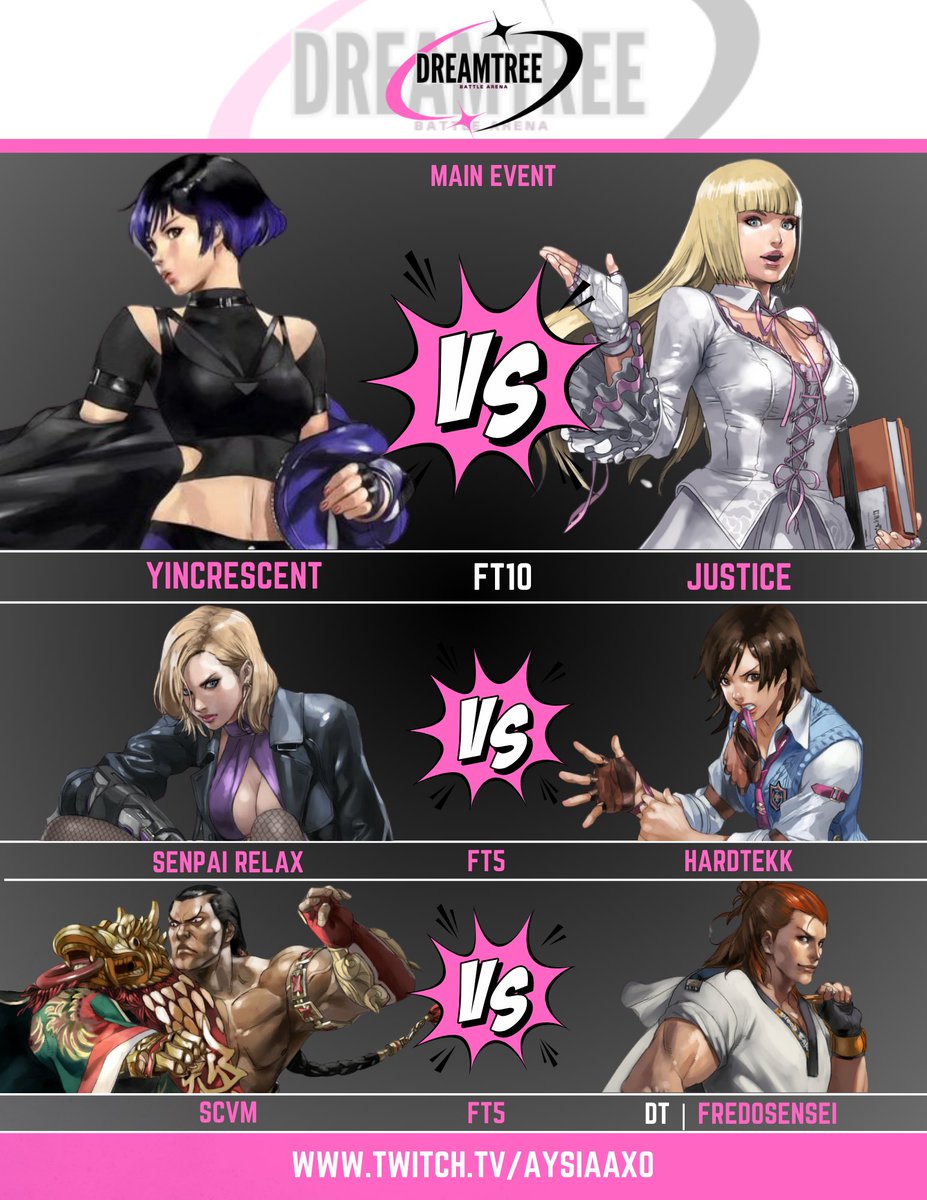 🤍🤍We’re Back !!🤍🤍

⋆𝕯𝖗𝖊𝖆𝖒𝕿𝖗𝖊𝖊 𝕭𝖆𝖙𝖙𝖑𝖊 𝕬𝖗𝖊𝖓𝖆⋆

<a href="/YINCRESCENT/">『YINCRESCENT』銀 | #1 Artist Ever Or Something</a> VS <a href="/janvier_justice/">🫶🏾Уєѕнυα'ѕ Fανσяιтє 🫶🏾</a> 

 <a href="/JaylnTowns/">Senpai Relax 🫧</a> VS @Akastuki_bk 

Scvm VS <a href="/FredoSensei/">FredoSensei</a> 

02/23/25 4:30PM EST

<a href="/DreamTreeBA/">Dream Tree Battle Arena</a> 

twitch.tv/aysiaaxo