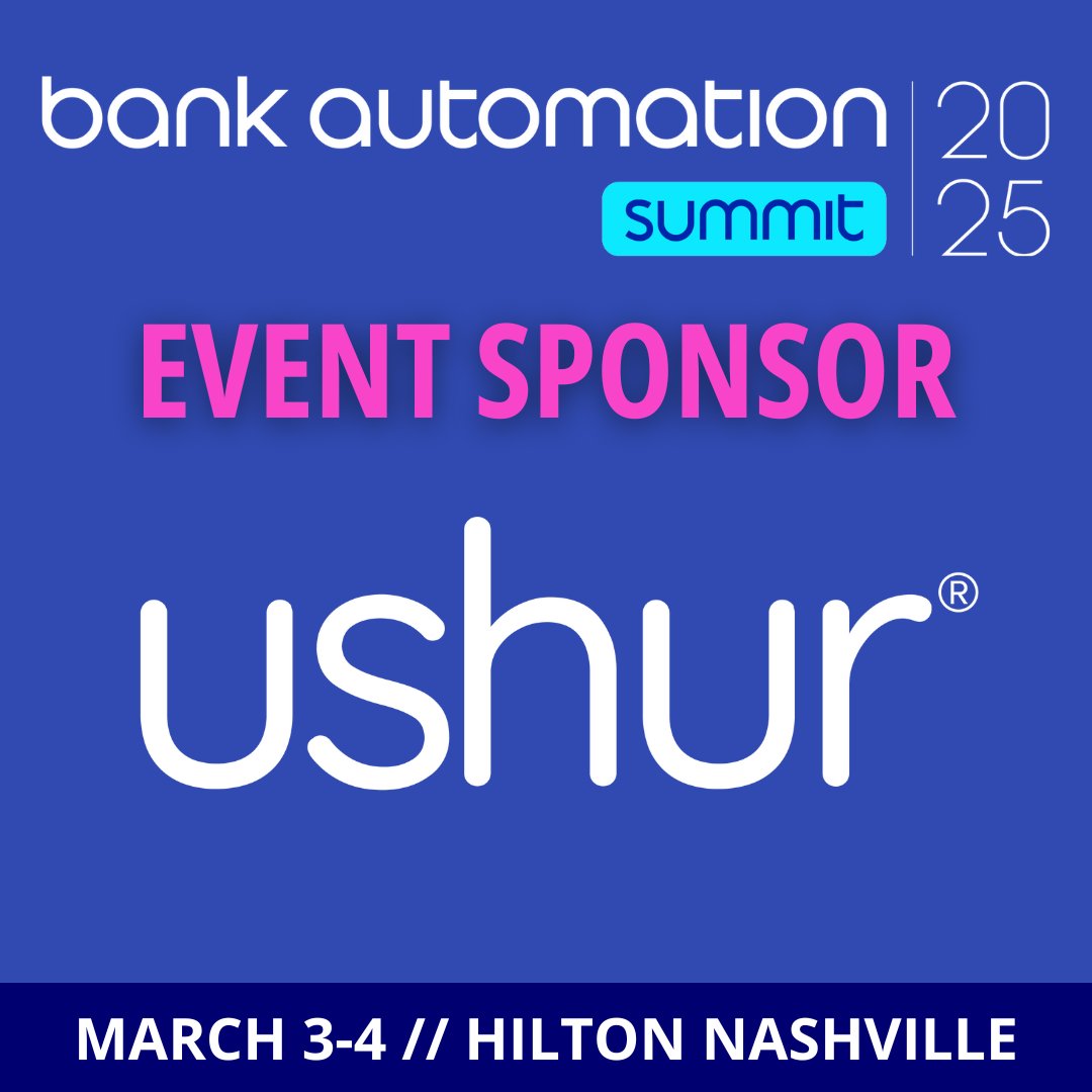 FinAi_News's tweet photo. 🏦 Bank Automation Summit 2025: Sponsor Alert 🏦
We're excited to announce that @UshurInc is sponsoring #BAS25. Thank you for your ongoing support!
🔗 Register: https://t.co/F7t9MfRoTK
#BankAutomationNews #Nashville #Fintech #Networking #FinancialServices #Automation #AI https://t.co/8V9ftZxeu6
