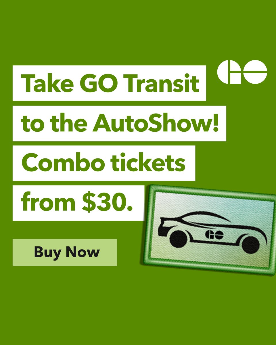 Looking for convenient way to get to the AutoShow? Our GO Transit x AutoShow combo tickets offer affordable and easy transportation from any GO Station in Ontario! 🚆

For more details go to gotransit.com/en/partners-an…

#AutoShowCA #Sponsored <a href="/GOtransit/">GO Transit</a>