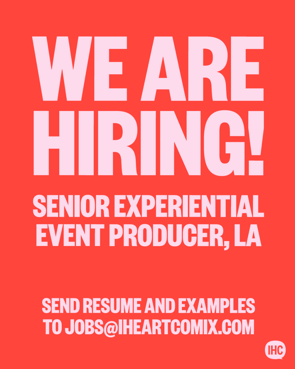 IHEARTCOMIX's tweet photo. Join our team! We’re looking for a Senior Experiential Event Producer to join our team. This is a full-time role based in Los Angeles, CA.

Send us your resume and work examples! For more info on job responsibilities, check it out on LinkedIn! #lajobs

https://t.co/icsedI0pB2 https://t.co/oKPGhfqS5U