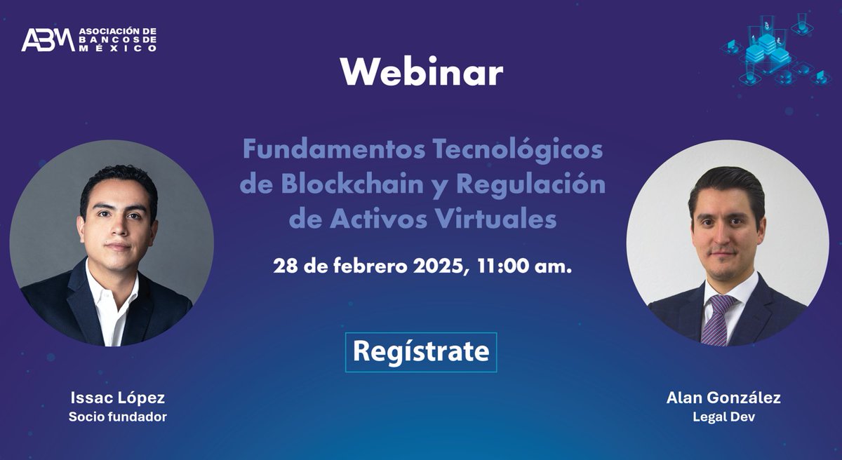 Layer_TwoMx's tweet photo. Agradecemos la invitación de la @AsocBancosMx para hablar de #Blockchain y regulación de #ActivosVirtuales. 🚫Evento no abierto al público, exclusivo para Comités de la ABM.
Participarán @AlanGlezM e @Isaaclegaltech. https://t.co/ekxbtLOpL3