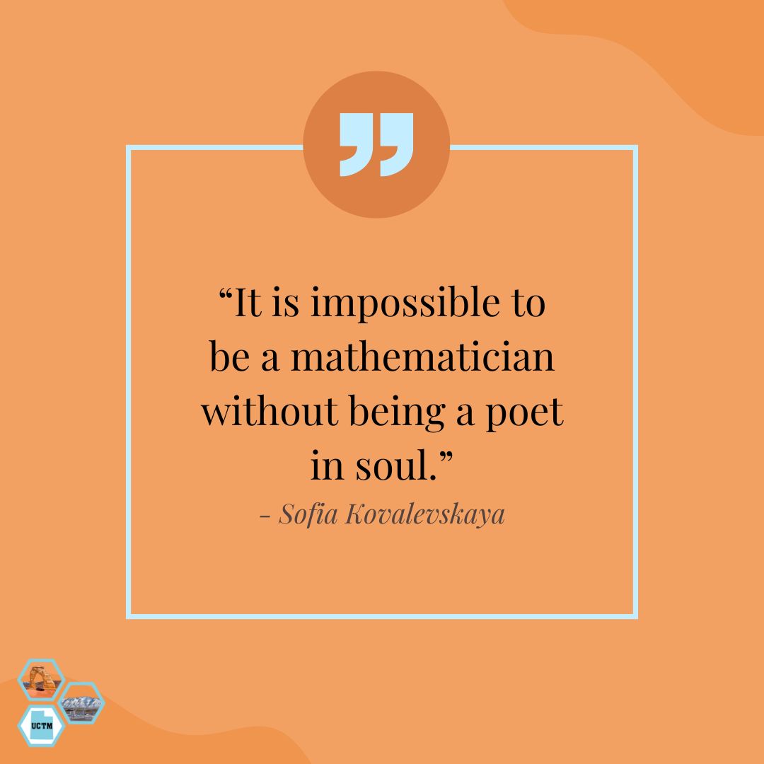 UCTM_math's tweet image. Mathematics is more than numbers and equations—it&apos;s an art, a rhythm, a language of patterns and beauty. Just like poetry, math requires creativity, intuition, and deep insight. 💡📐

Tag a fellow math poet who sees the beauty in numbers! #SofiaKovalevskaya #MathInspiration #UCTM