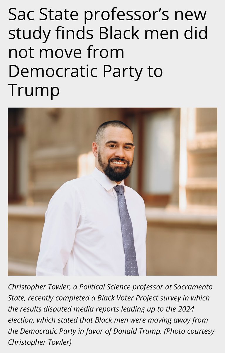 Chris Towler (@blkprofcct) on Twitter photo So much to discuss in the latest <a href="/BlkVoterProject/">Black Voter Project</a> & this great article by <a href="/jenniferkmorita/">Jennifer K. Morita - order GHOSTS OF WAIKĪKĪ</a> offers a bit of insight into how the project came to be - and, again, puts an end to the notion that Black voters supported Trump in any significant way. <a href="/sacstate/">Sacramento State</a>
csus.edu/news/newsroom/… So much to discuss in the latest <a href="/BlkVoterProject/">Black Voter Project</a> & this great article by <a href="/jenniferkmorita/">Jennifer K. Morita - order GHOSTS OF WAIKĪKĪ</a> offers a bit of insight into how the project came to be - and, again, puts an end to the notion that Black voters supported Trump in any significant way. <a href="/sacstate/">Sacramento State</a>
csus.edu/news/newsroom/…