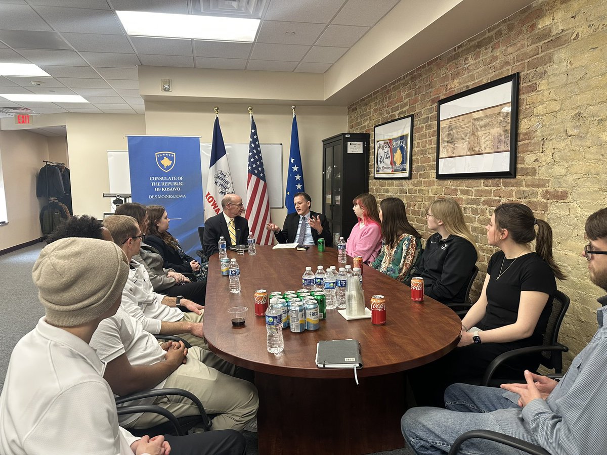 Kosovo Consulate Iowa (@kosovoinia) on Twitter photo It was such a pleasure for <a href="/Drilon_Zogaj/">Drilon Zogaj</a> to host students from <a href="/WesternIowaTech/">Western Iowa Tech</a> Community College of Sioux City at the 🇽🇰 Consulate, led by a true friend of Kosova, Steve Warnstadt.
Looking forward to seeing today’s students and tomorrow’s community leaders from Sioux City and It was such a pleasure for <a href="/Drilon_Zogaj/">Drilon Zogaj</a> to host students from <a href="/WesternIowaTech/">Western Iowa Tech</a> Community College of Sioux City at the 🇽🇰 Consulate, led by a true friend of Kosova, Steve Warnstadt.
Looking forward to seeing today’s students and tomorrow’s community leaders from Sioux City and