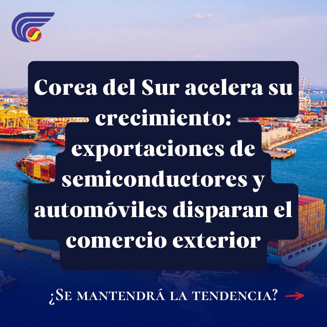 ColomboCoreana's tweet photo. Corea del Sur Impulsa sus Exportaciones con Semiconductores y Automóviles 🚗💾

Si deseas mantenerte al tanto de las noticias más relevantes de Corea del Sur, ¡síguenos! https://t.co/mEjU8DVspv