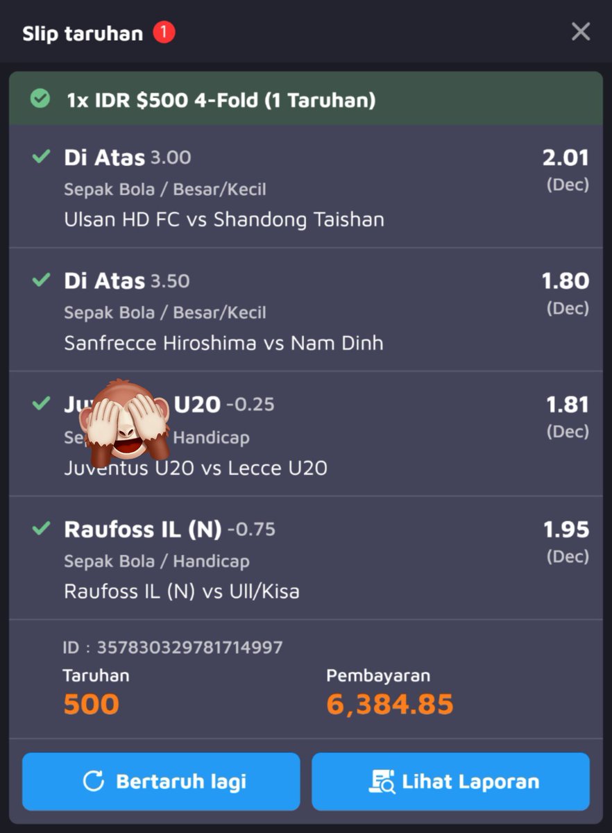 Bolacamarvipp's tweet image. Tipisan

#Championleague #Stopjudi #antivar #Prediction #Parlay #singlebet #zonauang #zonajajan #pinjol