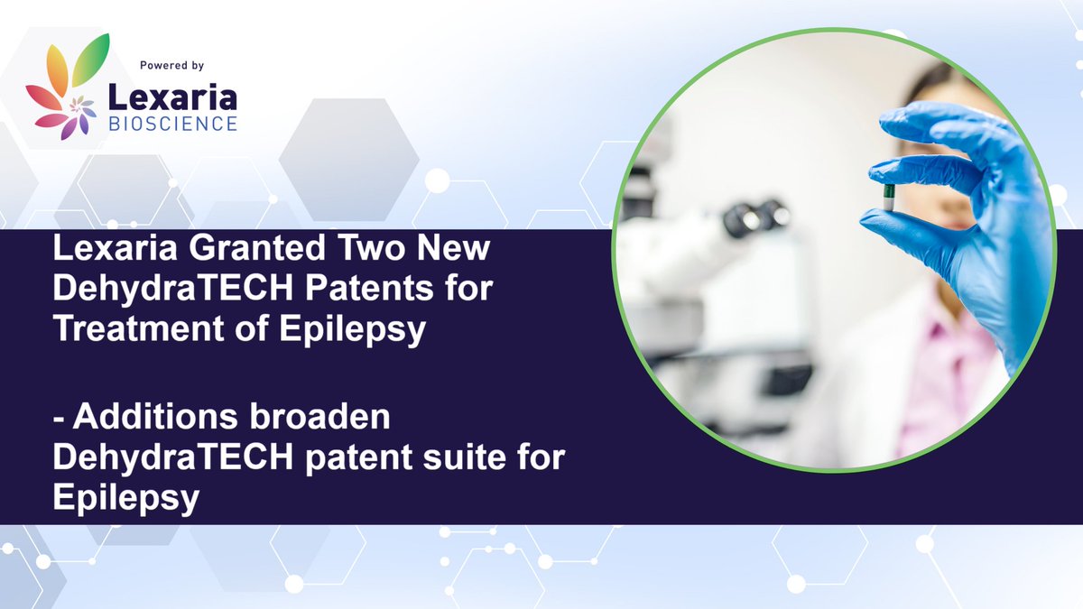 Lexaria Granted Two New DehydraTECH Patents for Treatment of Epilepsy

- Additions broaden DehydraTECH patent suite for #Epilepsy

$LEXX #Biotech #nasdaq #DrugDelivery #CBD #markets #stocks #stockmarket #investing #stockmarketnews #trading