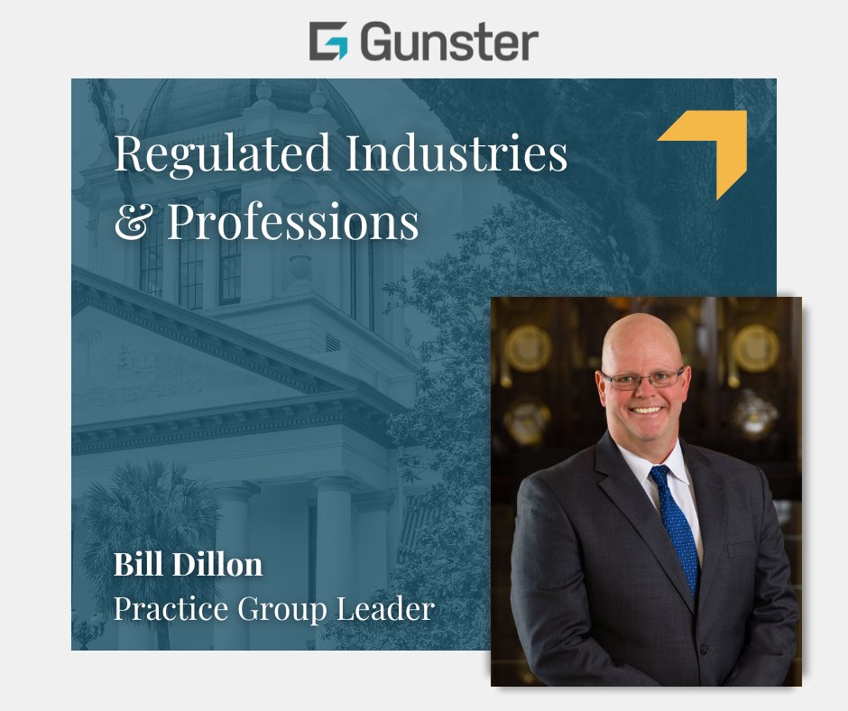 Gunster is pleased to announce that shareholder Bill Dillon has been named practice group leader of the firm’s newly formed Regulated Industries and Professions group, which guides clients in a wide range of regulated sectors. Read more bit.ly/4360fkr